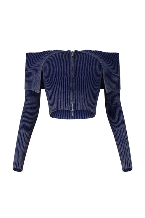 Bethany Folded Cape Zipper Sweater